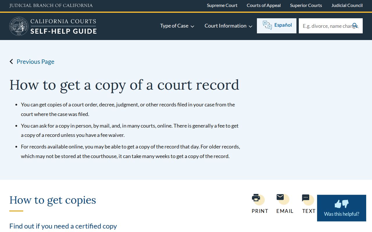 Carlsbad previous residents court record copy guidance