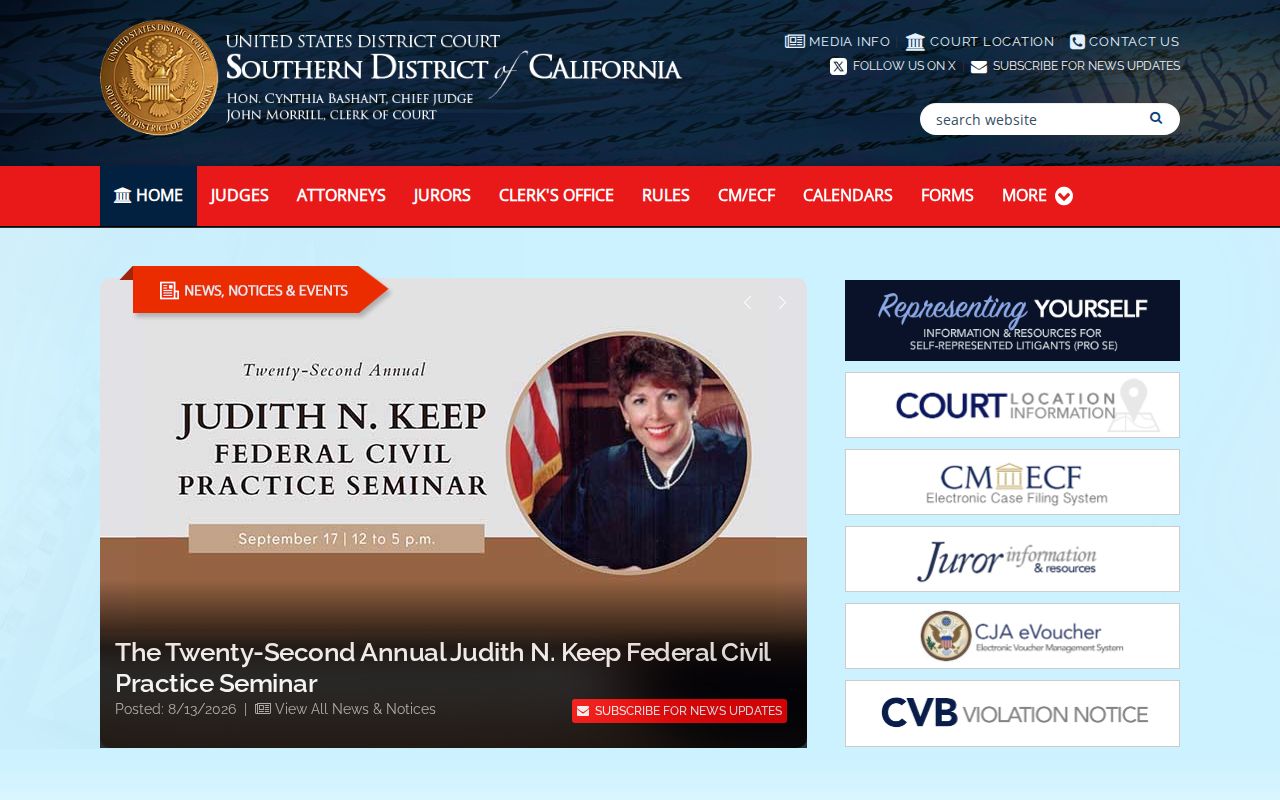 Carlsbad previous residents Southern District federal court reference