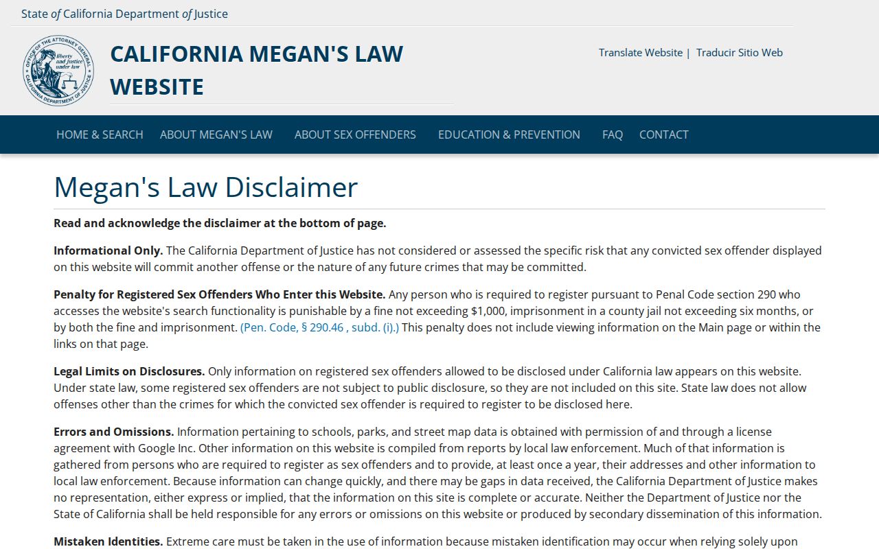 Carlsbad resident lookup California Megan's Law search